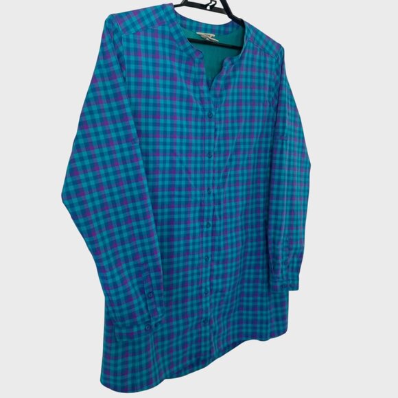 Duluth Trading Co. Sidewinder Plaid Tunic Shirt Teal Women's 2XL UPF-30 Hiking - Picture 3 of 12